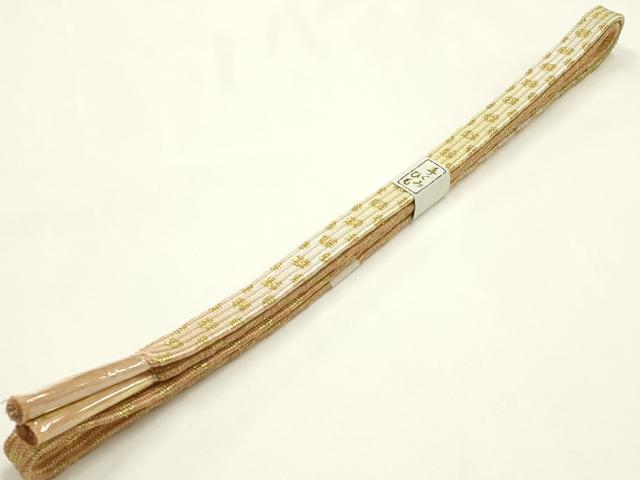 平和屋着物●和装小物　上質な帯締め　貝ノ口組　金糸　暈し　正絹　逸品　未使用　AABK5462ay
