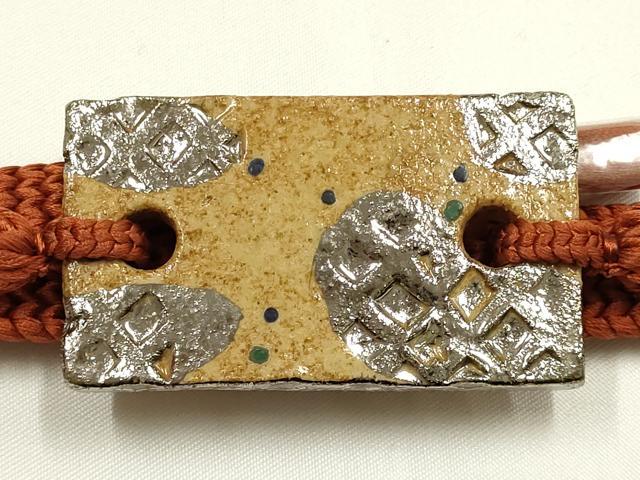 平和屋着物●和装小物　上質な帯締め　大正十四年創業 和装小物の老舗 三ッ杵印 紐の渡敬　帯留め付き　作家物　逸品　未使用　AABK5465ay