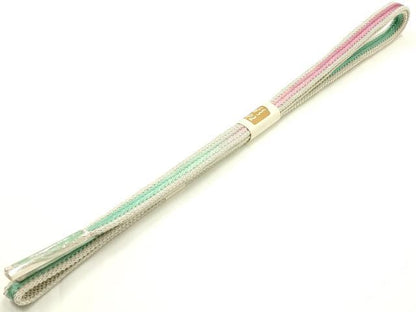 平和屋着物＊夏物　和装小物　上質な帯締め　レース組　銀糸　暈し　木箱付き　逸品　未使用　AABK5474ay