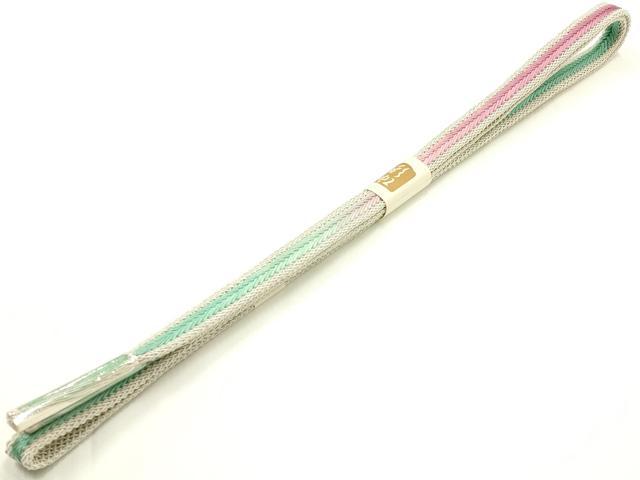 平和屋着物＊夏物　和装小物　上質な帯締め　レース組　銀糸　暈し　木箱付き　逸品　未使用　AABK5474ay