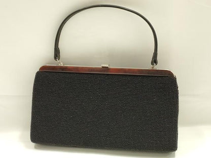 平和屋着物●和装小物　和装バッグ　ハンドバッグ　ビーズバッグ　黒珊瑚　逸品　AABK5492ay