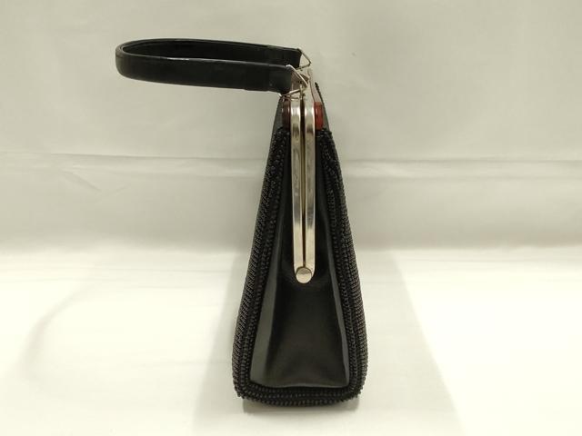 平和屋着物●和装小物　和装バッグ　ハンドバッグ　ビーズバッグ　黒珊瑚　逸品　AABK5492ay
