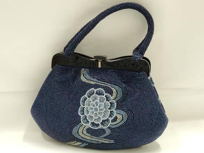 平和屋着物●和装小物　和装バッグ　ハンドバッグ　ビーズバッグ　流水花文　逸品　AABK5493ay
