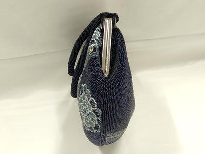 平和屋着物●和装小物　和装バッグ　ハンドバッグ　ビーズバッグ　流水花文　逸品　AABK5493ay