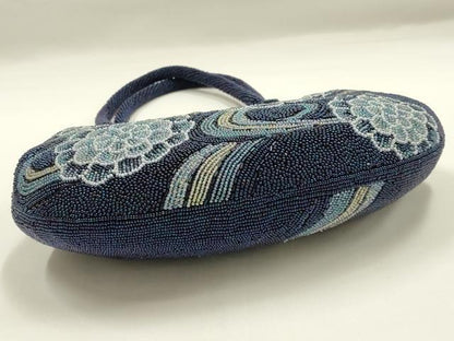 平和屋着物●和装小物　和装バッグ　ハンドバッグ　ビーズバッグ　流水花文　逸品　AABK5493ay