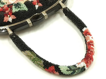 平和屋着物●和装小物　和装バッグ　ハンドバッグ　ビーズバッグ　花柄　逸品　AABK5495ay
