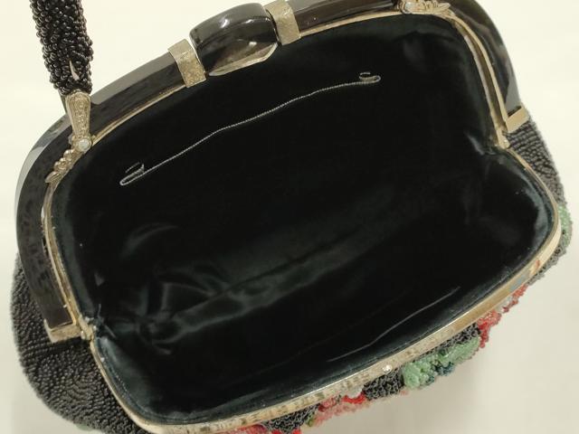 平和屋着物●和装小物　和装バッグ　ハンドバッグ　ビーズバッグ　花柄　逸品　AABK5495ay