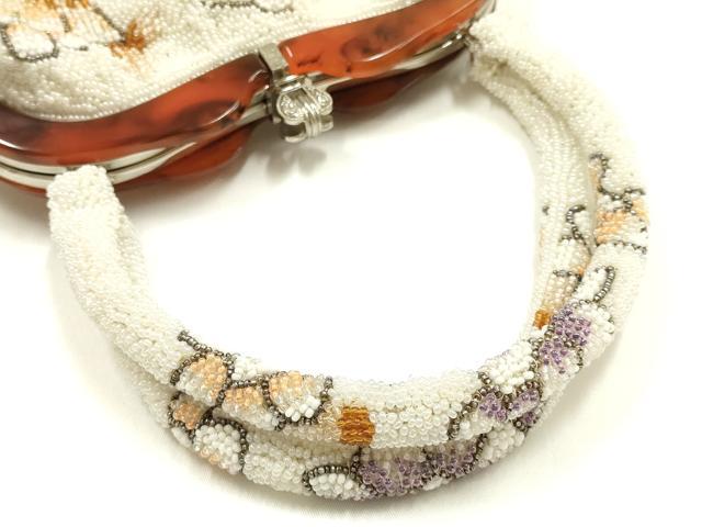 平和屋着物●和装小物　和装バッグ　ハンドバッグ　ビーズバッグ　花柄　逸品　AABK5497ay