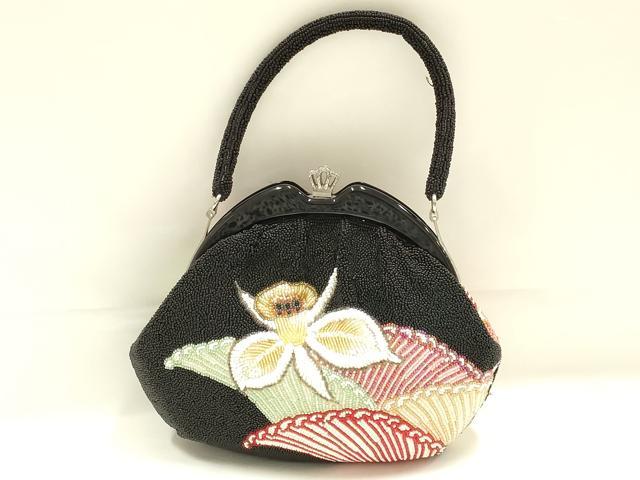 平和屋着物●和装小物　和装バッグ　ハンドバッグ　ビーズバッグ　花柄　逸品　AABK5498ay