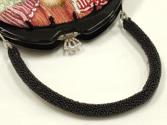 平和屋着物●和装小物　和装バッグ　ハンドバッグ　ビーズバッグ　花柄　逸品　AABK5498ay