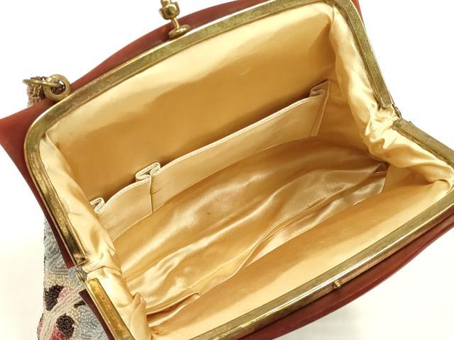 平和屋着物●和装小物　和装バッグ　ハンドバッグ　ビーズバッグ　花柄　逸品　AABK5499ay