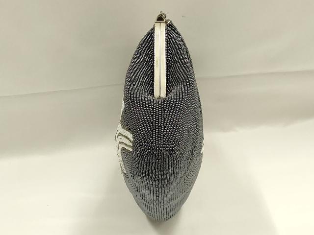 平和屋着物●和装小物　和装バッグ　ハンドバッグ　ビーズバッグ　がま口　立波笹文　逸品　AABK5500ay