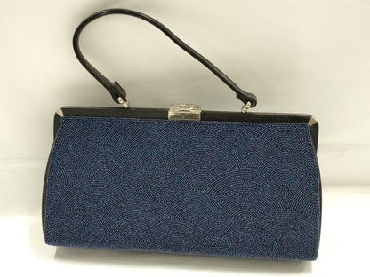 平和屋着物●和装小物　和装バッグ　ハンドバッグ　ビーズバッグ　青　逸品　AABK5503ay