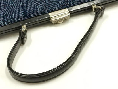 平和屋着物●和装小物　和装バッグ　ハンドバッグ　ビーズバッグ　青　逸品　AABK5503ay