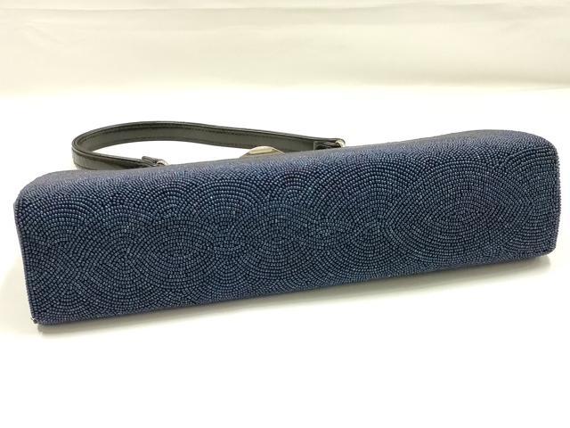 平和屋着物●和装小物　和装バッグ　ハンドバッグ　ビーズバッグ　青　逸品　AABK5503ay