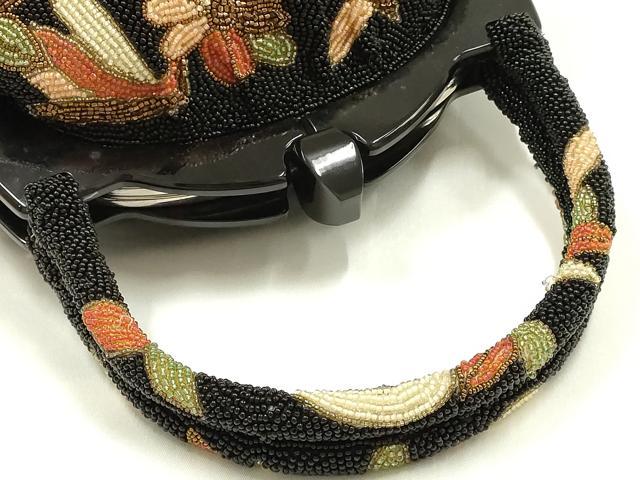 平和屋着物●和装小物　和装バッグ　ハンドバッグ　ビーズバッグ　花柄　逸品　AABK5505ay