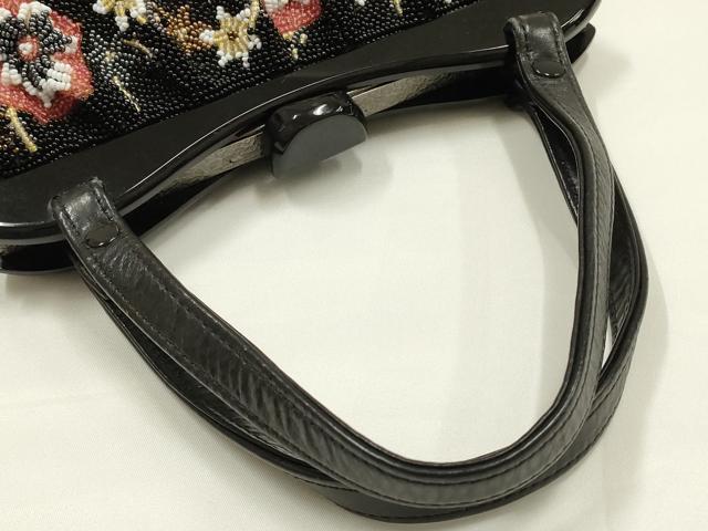 平和屋着物●和装小物　和装バッグ　ハンドバッグ　ビーズバッグ　亀甲花文　逸品　AABK5507ay
