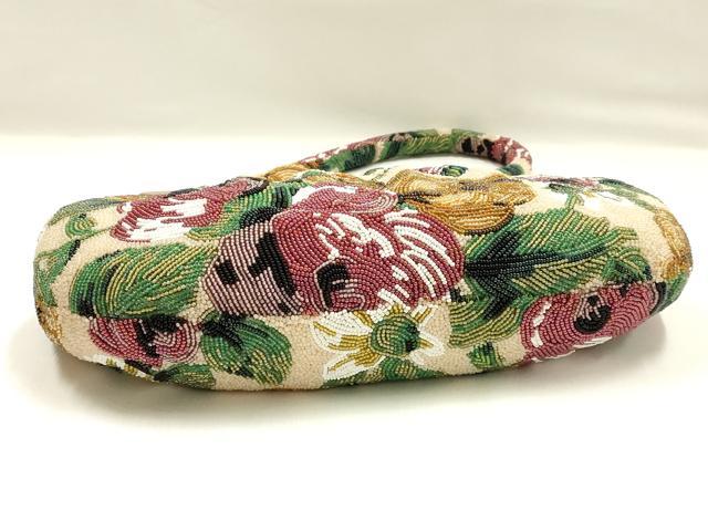 平和屋着物●和装小物　和装バッグ　ハンドバッグ　ビーズバッグ　花柄　逸品　AABK5508ay