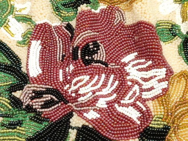 平和屋着物●和装小物　和装バッグ　ハンドバッグ　ビーズバッグ　花柄　逸品　AABK5508ay