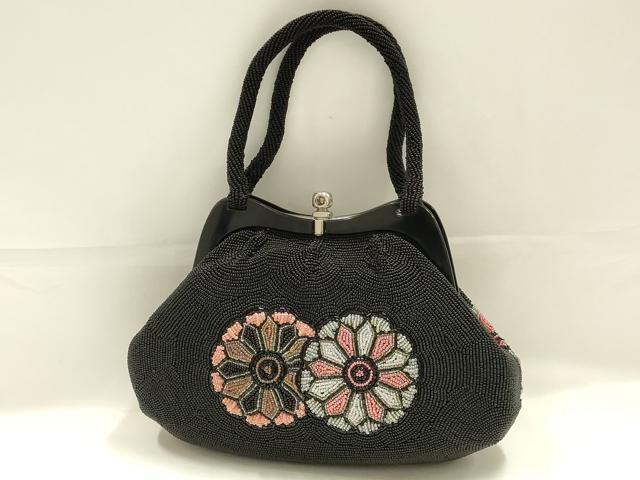 平和屋着物●和装小物　和装バッグ　ハンドバッグ　ビーズバッグ　花柄　逸品　AABK5509ay