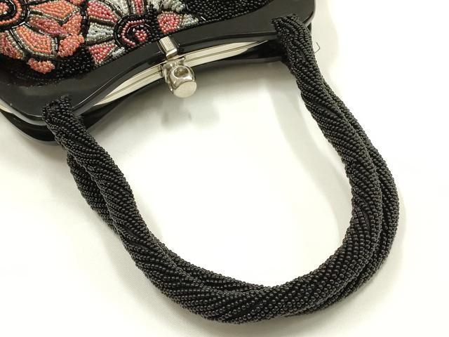 平和屋着物●和装小物　和装バッグ　ハンドバッグ　ビーズバッグ　花柄　逸品　AABK5509ay