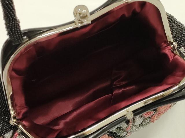 平和屋着物●和装小物　和装バッグ　ハンドバッグ　ビーズバッグ　花柄　逸品　AABK5509ay