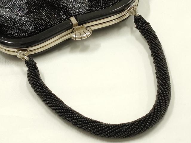 平和屋着物●和装小物　和装バッグ　ハンドバッグ　ビーズバッグ　縞　逸品　AABK5512ay