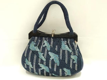 平和屋着物●和装小物　和装バッグ　ハンドバッグ　ビーズバッグ　縞　逸品　AABK5515ay