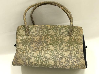 平和屋着物●和装小物　和装バッグ　ハンドバッグ　利休バッグ　刺繍　蔦草文　帯地使用　逸品　AABK5522ay
