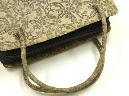 平和屋着物●和装小物　和装バッグ　ハンドバッグ　利休バッグ　刺繍　蔦草文　帯地使用　逸品　AABK5522ay