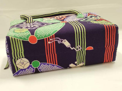 平和屋着物●和装小物　和装バッグ　ハンドバッグ　利休バッグ　七宝花文　宝尽くし　逸品　AABK5525ay
