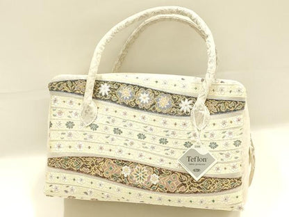 平和屋着物●和装小物　和装バッグ　ハンドバッグ　利休バッグ　花柄　金銀糸　逸品　未使用　AABK5526ay