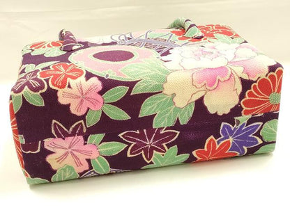 平和屋着物●和装小物　和装バッグ　ハンドバッグ　利休バッグ　花楽器文　帯地使用　逸品　AABK5527ay