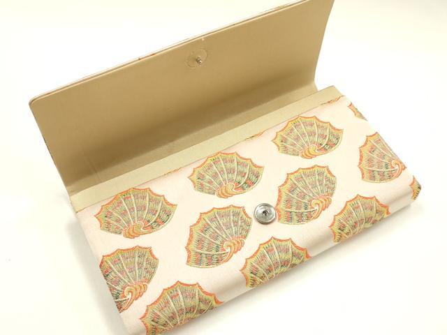 平和屋着物●極上  龍村美術織物　和装小物　和装バッグ　クラッチバッグ　彩貝文　金糸　逸品　AABK5530ay
