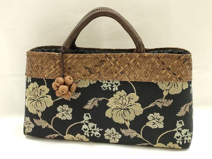 平和屋着物●西陣　川島織物　和装小物　和装バッグ　ハンドバッグ　刺繍　更紗花文　逸品　AABK5532ay