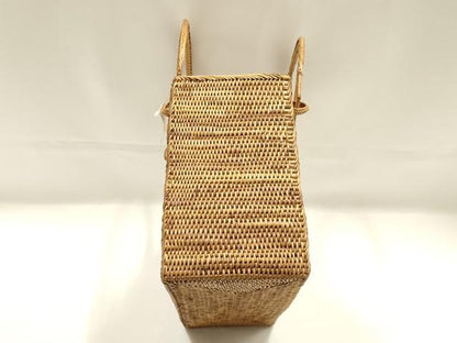 平和屋着物●和装小物　和装バッグ　ハンドバッグ　アタバッグ　籠バッグ　巾着付き　逸品　未使用　AABK5533ay
