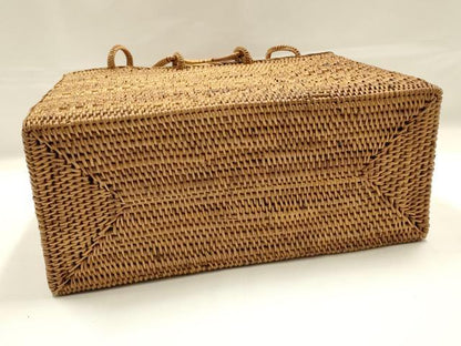 平和屋着物●和装小物　和装バッグ　ハンドバッグ　アタバッグ　籠バッグ　巾着付き　逸品　未使用　AABK5533ay