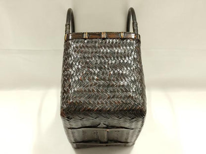 平和屋着物●和装小物　和装バッグ　ハンドバッグ　籠バッグ　巾着付き　天然素材　逸品　未使用　AABK5534ay