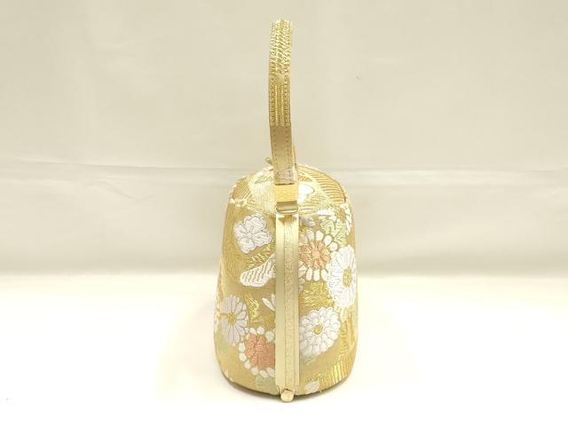 平和屋着物●和装小物　和装バッグ　ハンドバッグ　草花文　金糸　帯地使用　逸品　AABK5535ay