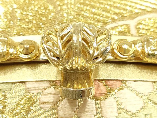 平和屋着物●和装小物　和装バッグ　ハンドバッグ　草花文　金糸　帯地使用　逸品　AABK5535ay