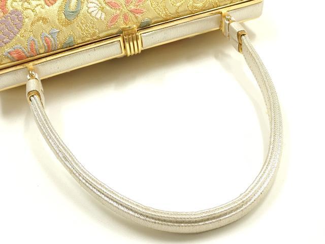 平和屋着物●和装小物　和装バッグ　ハンドバッグ　更紗鳳凰花文　金銀糸　帯地使用　逸品　AABK5537ay