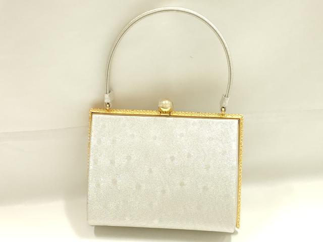 平和屋着物●和装小物　和装バッグ　ハンドバッグ　花柄　銀糸　逸品　AABK5538ay