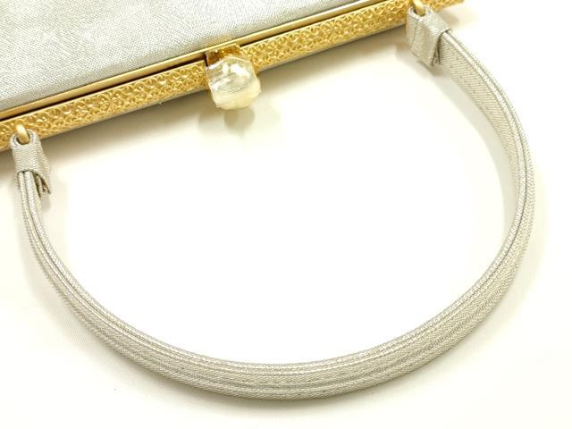 平和屋着物●和装小物　和装バッグ　ハンドバッグ　花柄　銀糸　逸品　AABK5538ay