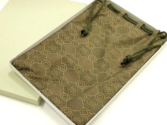 平和屋着物●和装小物　和装バッグ　合切袋　巾着　花格子　吉祥柄　逸品　AABK5539ay