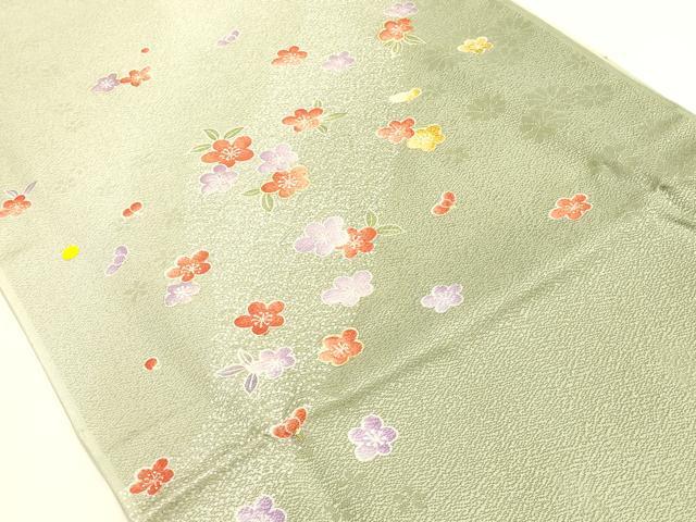 平和屋本店●和装小物 帯締め・帯揚げセット 平組 舞花文 金糸 金彩 暈し染め 正絹 逸品 未使用 AABK5544ay