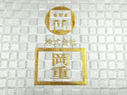 平和屋着物●岡重謹製　OKAJIMA　和装小物　下駄　桐下駄　茶　友禅柄鼻緒　象更紗　浴衣　夏着物　共箱付き　逸品　未使用　AABK5555ay