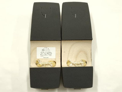 平和屋着物●岡重謹製　OKAJIMA　和装小物　下駄　桐下駄　茶　友禅柄鼻緒　象更紗　浴衣　夏着物　共箱付き　逸品　未使用　AABK5557ay