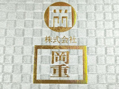平和屋着物●岡重謹製　OKAJIMA　和装小物　下駄　桐下駄　二枚歯　黒　友禅柄鼻緒　象更紗　浴衣　共箱付き　逸品　未使用　AABK5558ay