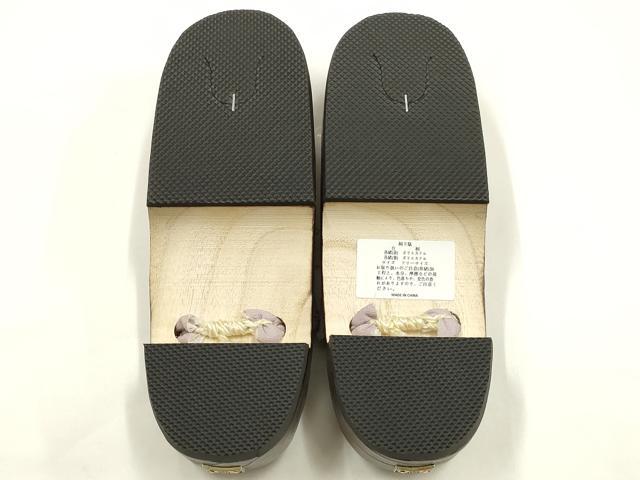 平和屋着物●岡重謹製　OKAJIMA　和装小物　下駄　桐下駄　茶　友禅柄鼻緒　象更紗　浴衣　夏着物　共箱付き　逸品　未使用　AABK5563ay