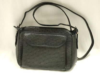 平和屋着物▼ファッション小物　ショルダーバッグ　オーストリッチ　JRAタグ付き　逸品　AABK5569ay